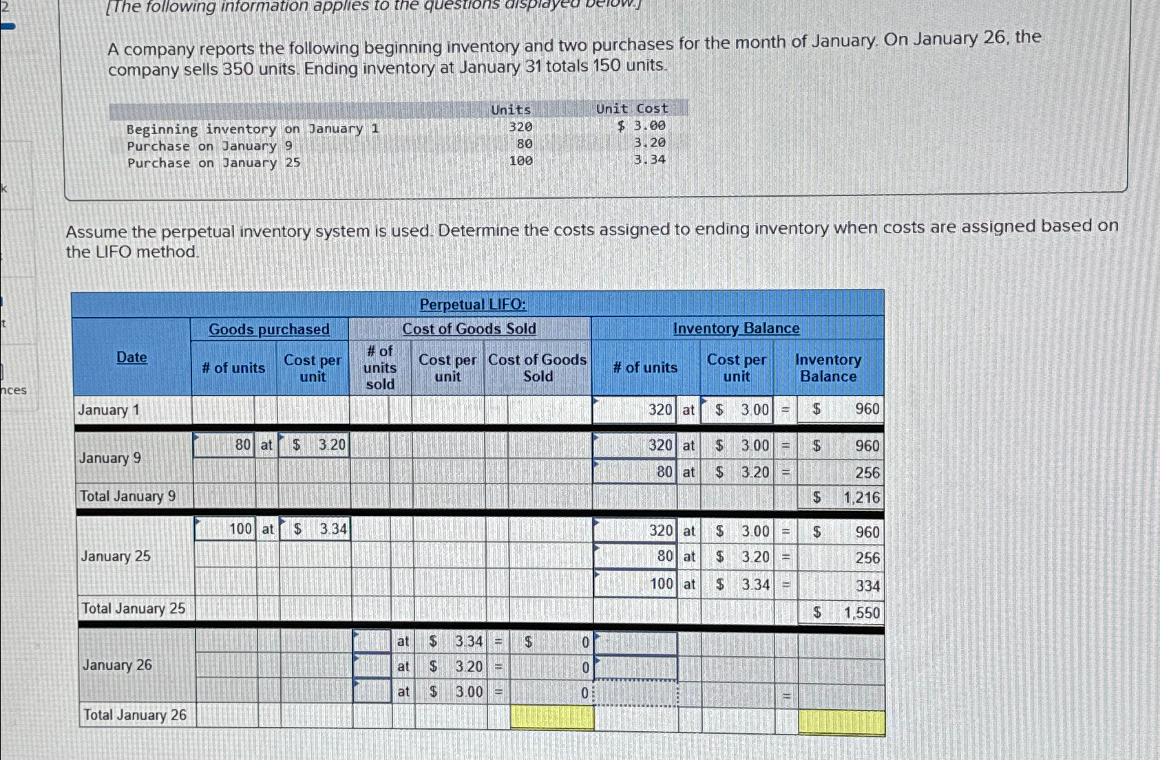 Solved A company reports the following beginning inventory | Chegg.com