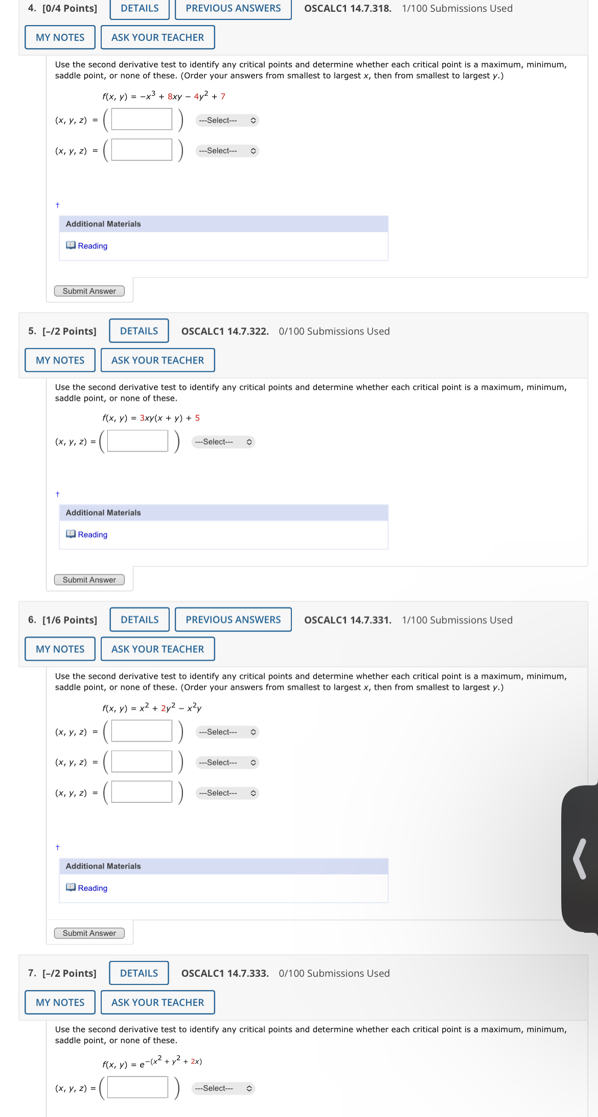 Solved Use the second derivative test to identify any | Chegg.com