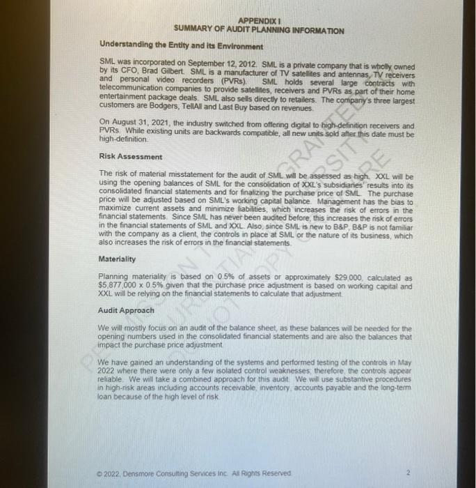 APPENDIX II DRAFT FINANCIAL STATEMENTS SML | Chegg.com
