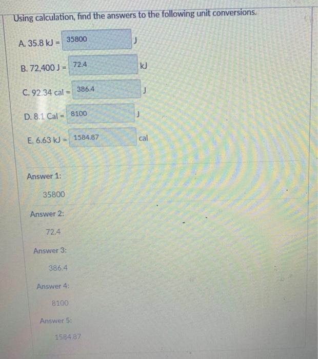 Solved Using calculation, find the answers to the following | Chegg.com
