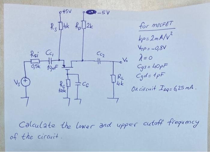 Solved ptov 3-5V Rs 14k Ro 12k for MOSFET kp=2mA/² Asi Ca th | Chegg.com