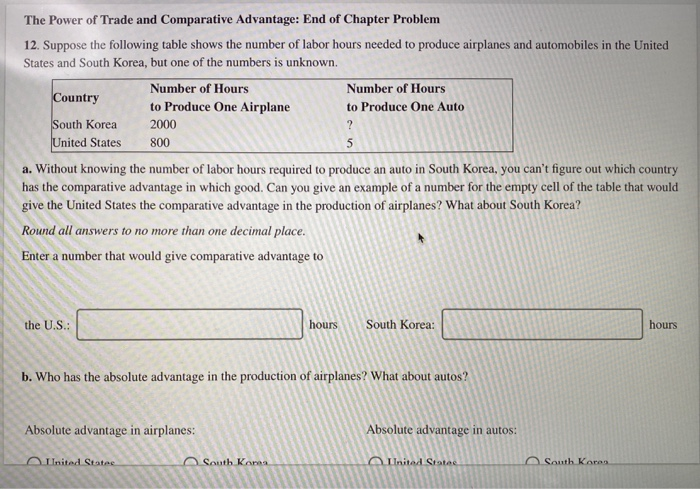 Solved The Power of Trade and Comparative Advantage: End of | Chegg.com
