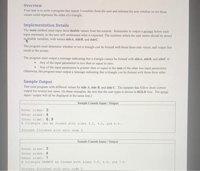 Solved Overview Your task is to write a program that inputs | Chegg.com