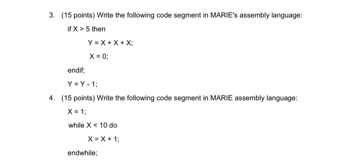 Solved 3. (15 points) Write the following code segment in | Chegg.com