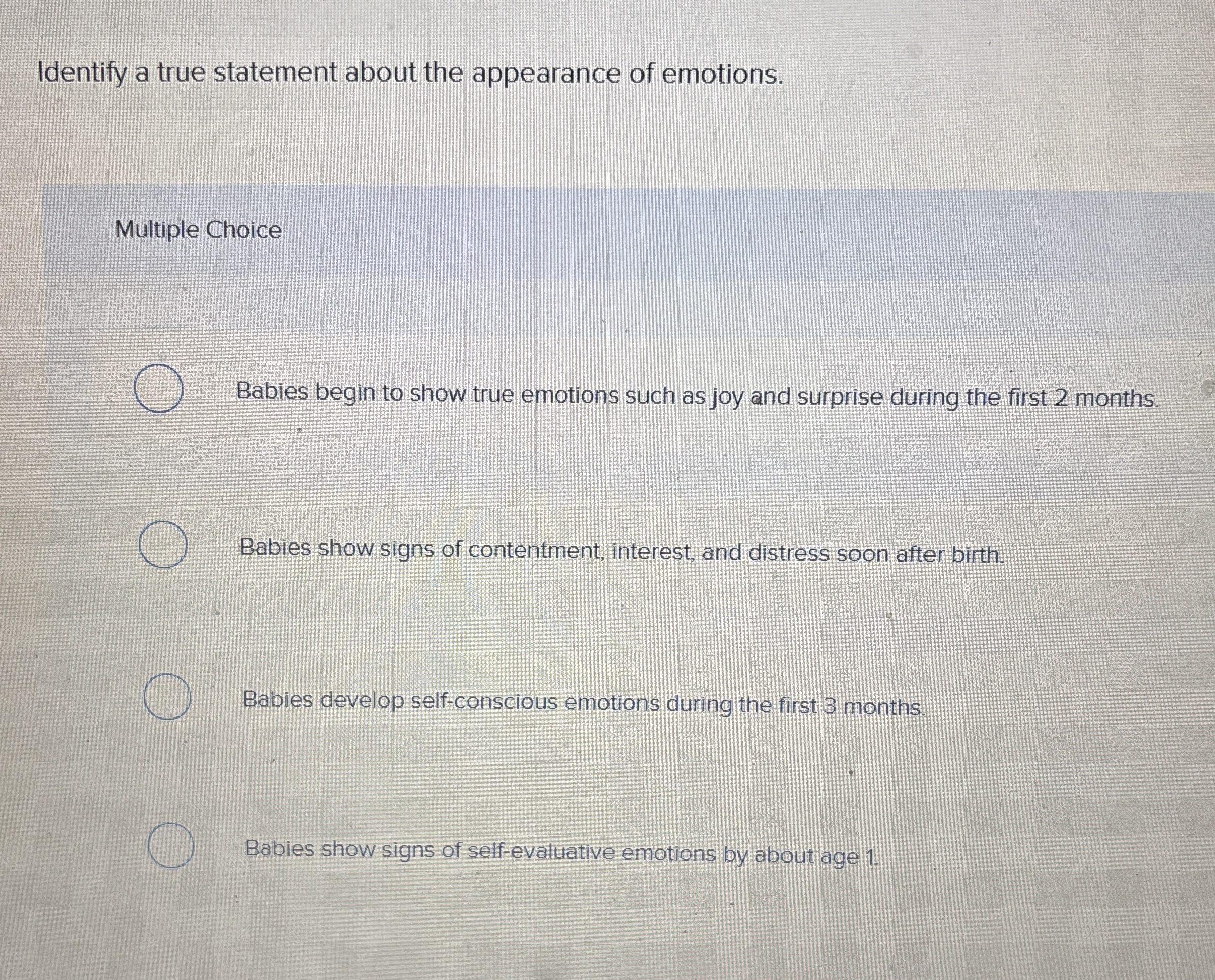 Identify a true statement about the appearance of | Chegg.com