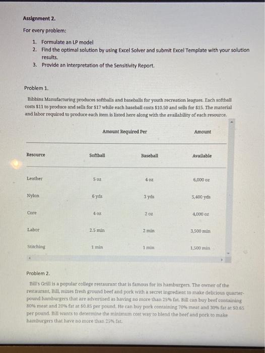 Solved Assignment 2 For Every Problem 1 Formulate An Lp