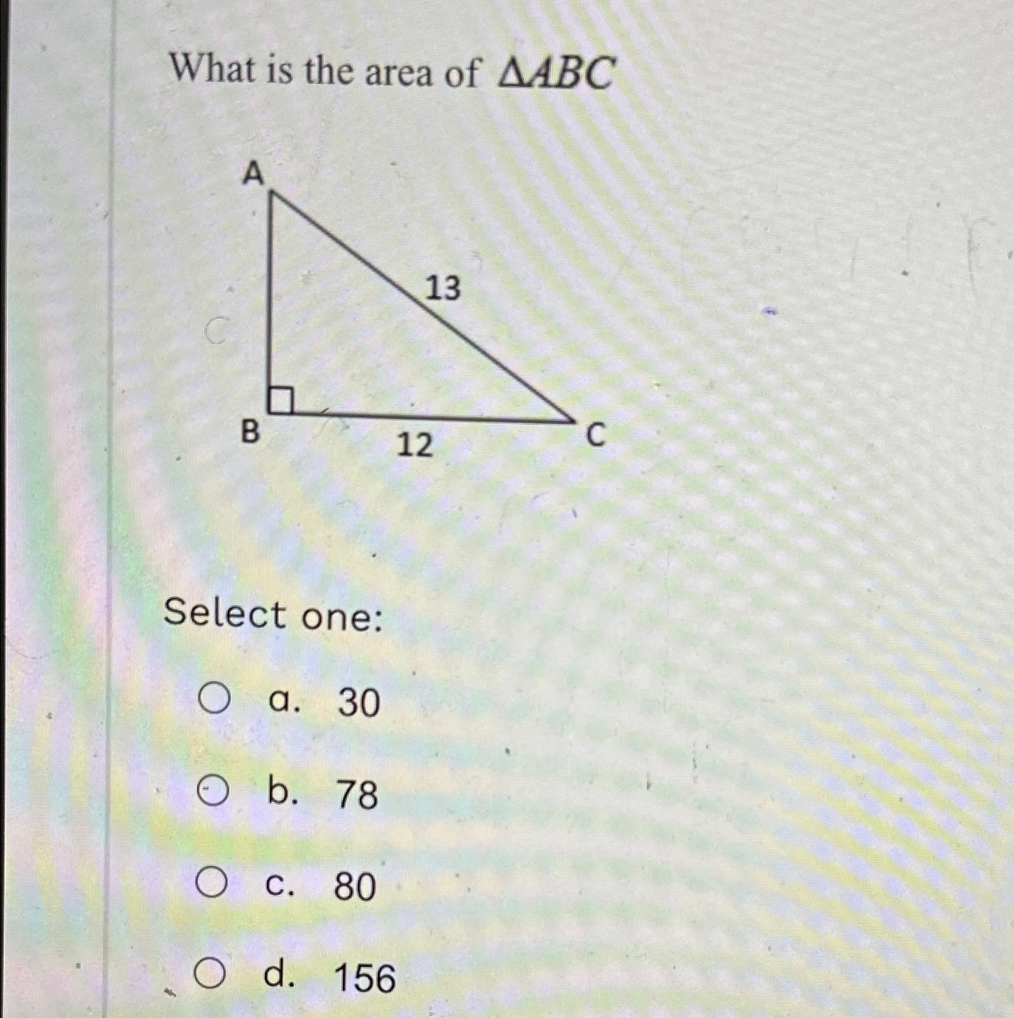 Solved What is the area of ????ABCSelect | Chegg.com