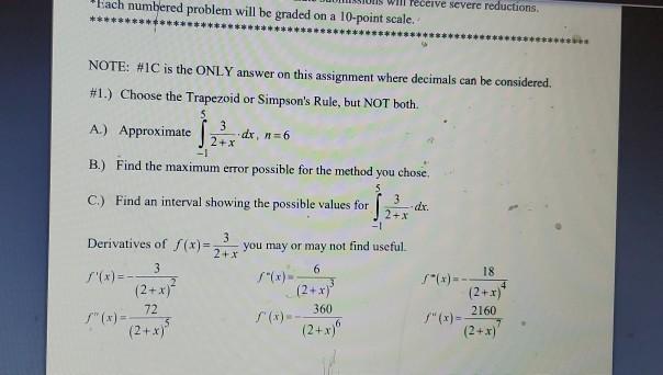 Solved receive severe reductions Each numbered problem will | Chegg.com