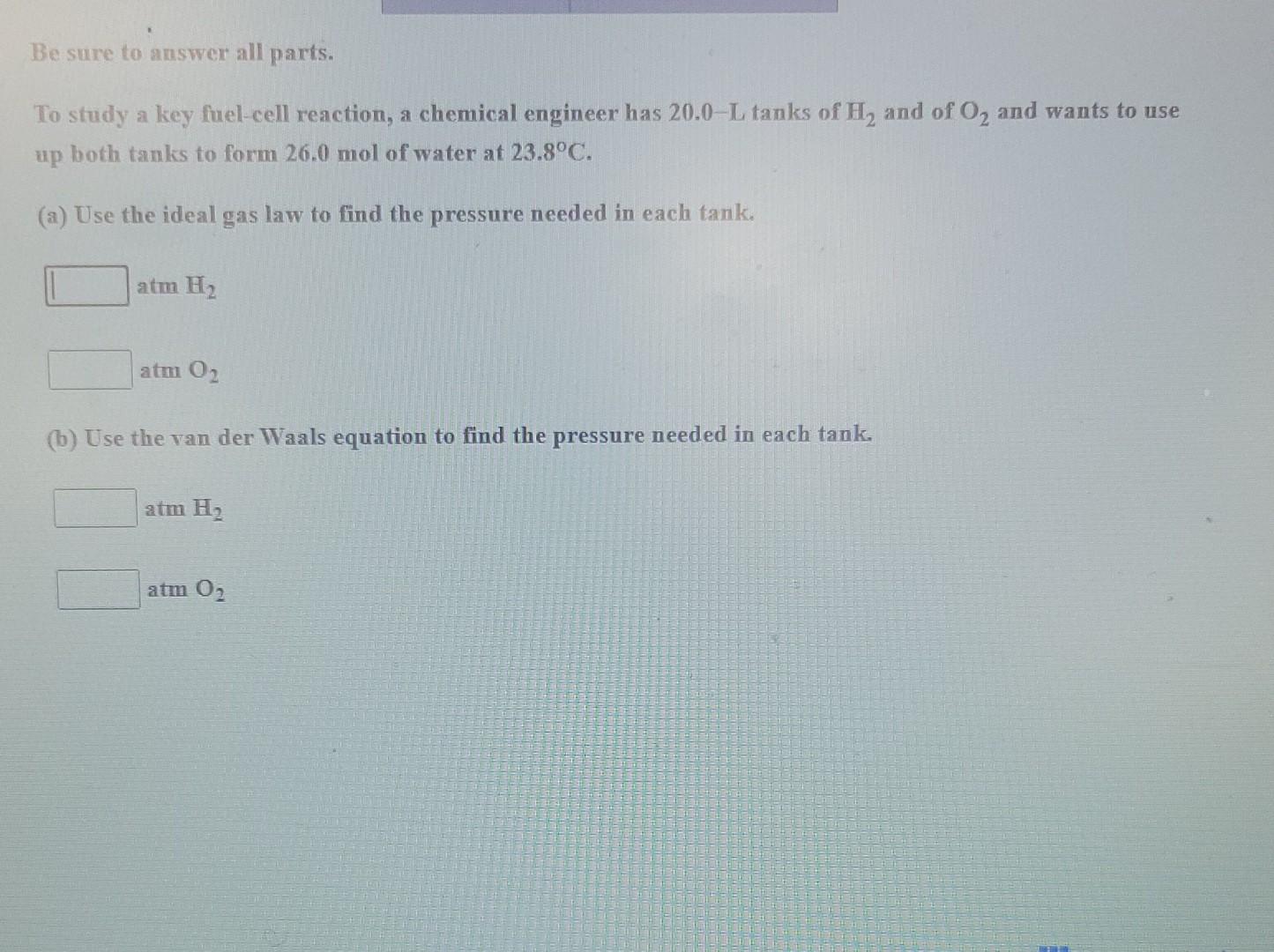 Solved Be sure to answer all parts. To study a key fuelcell