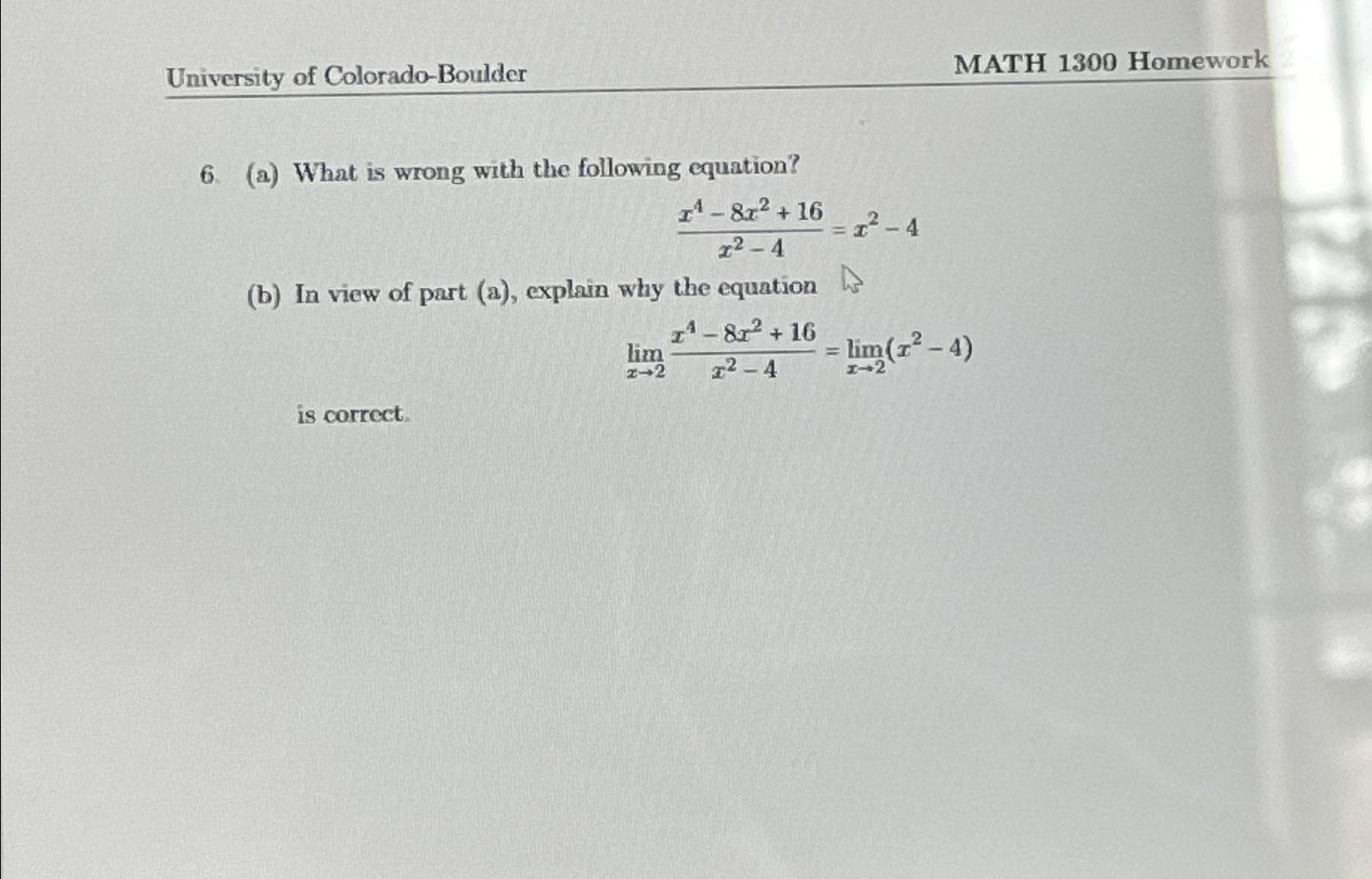 Solved University of Colorado-BoulderMATH 1300 | Chegg.com
