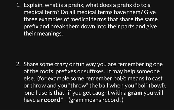 1. Explain, what is a prefix, what does a prefix do | Chegg.com