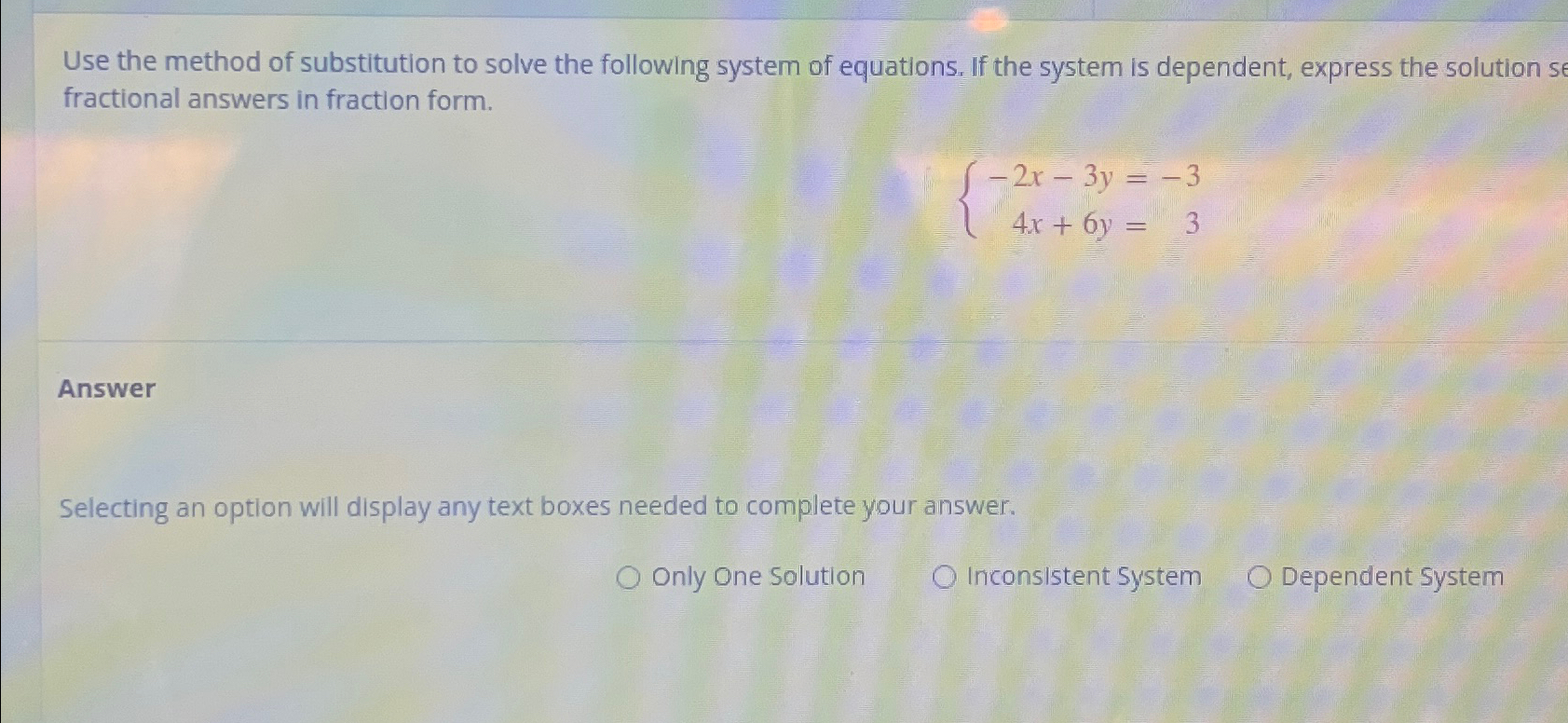 Solved Use the method of substitution to solve the following | Chegg.com