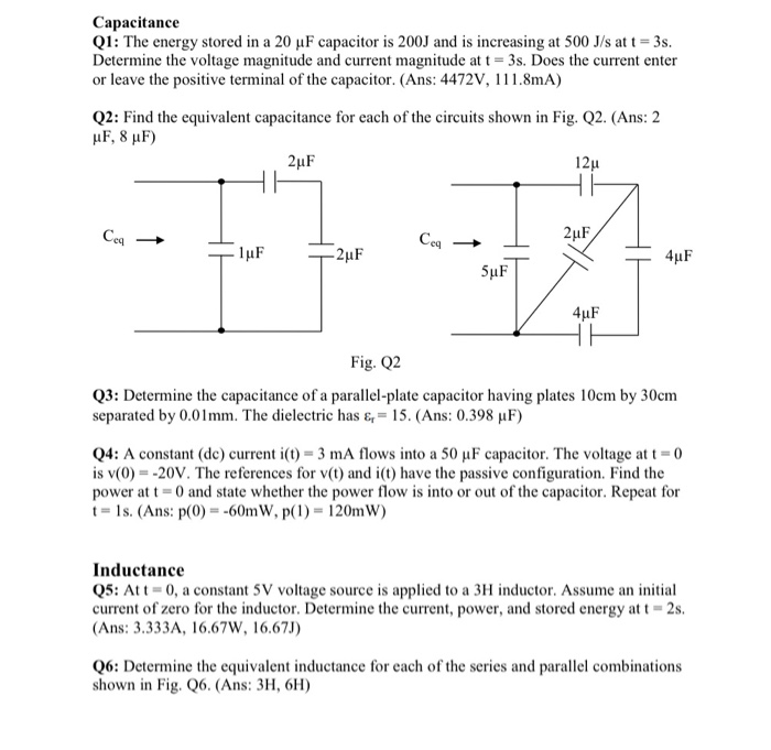 Solved Capacitance Q1: The Energy Stored In A 20 Uf 