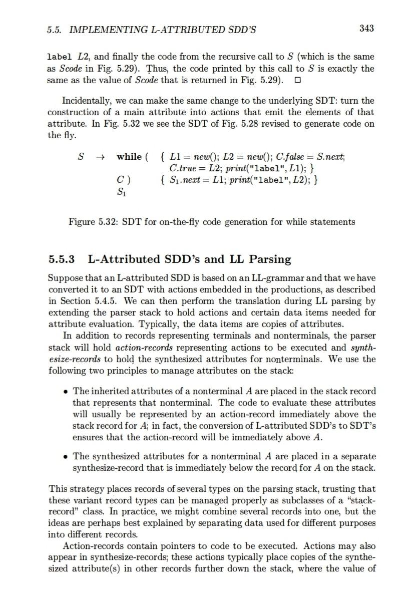 Solved Exercise 5.5.3: Implement each of your SDD's of | Chegg.com