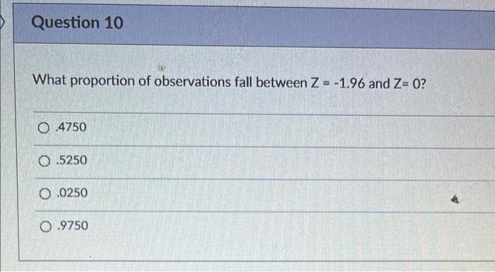 Solved Question 10 What proportion of observations fall | Chegg.com