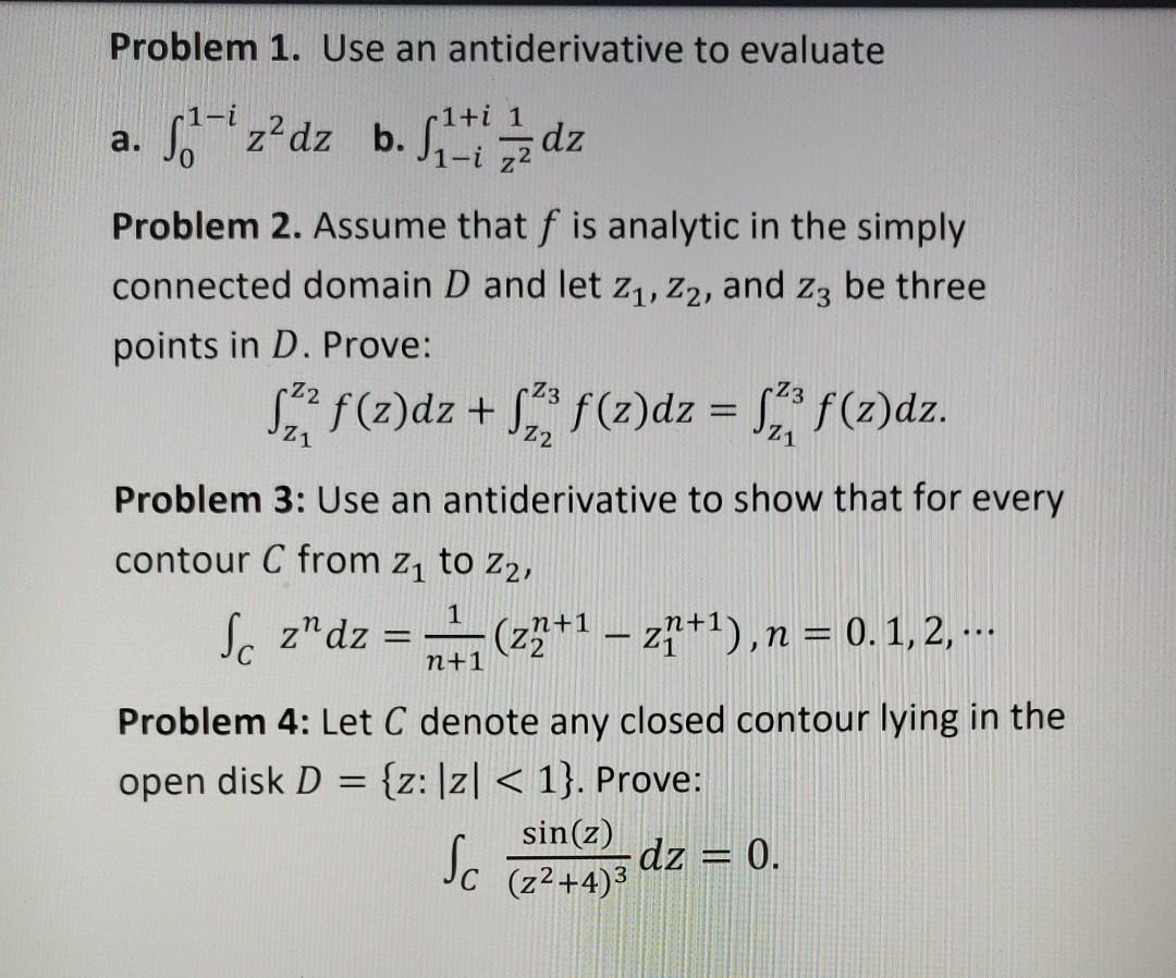 Solved Problem 1. Use An Antiderivative To Evaluate 1- 1 A. | Chegg.com