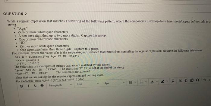 Solved QUESTION 2 Write a regular expression that matches a | Chegg.com