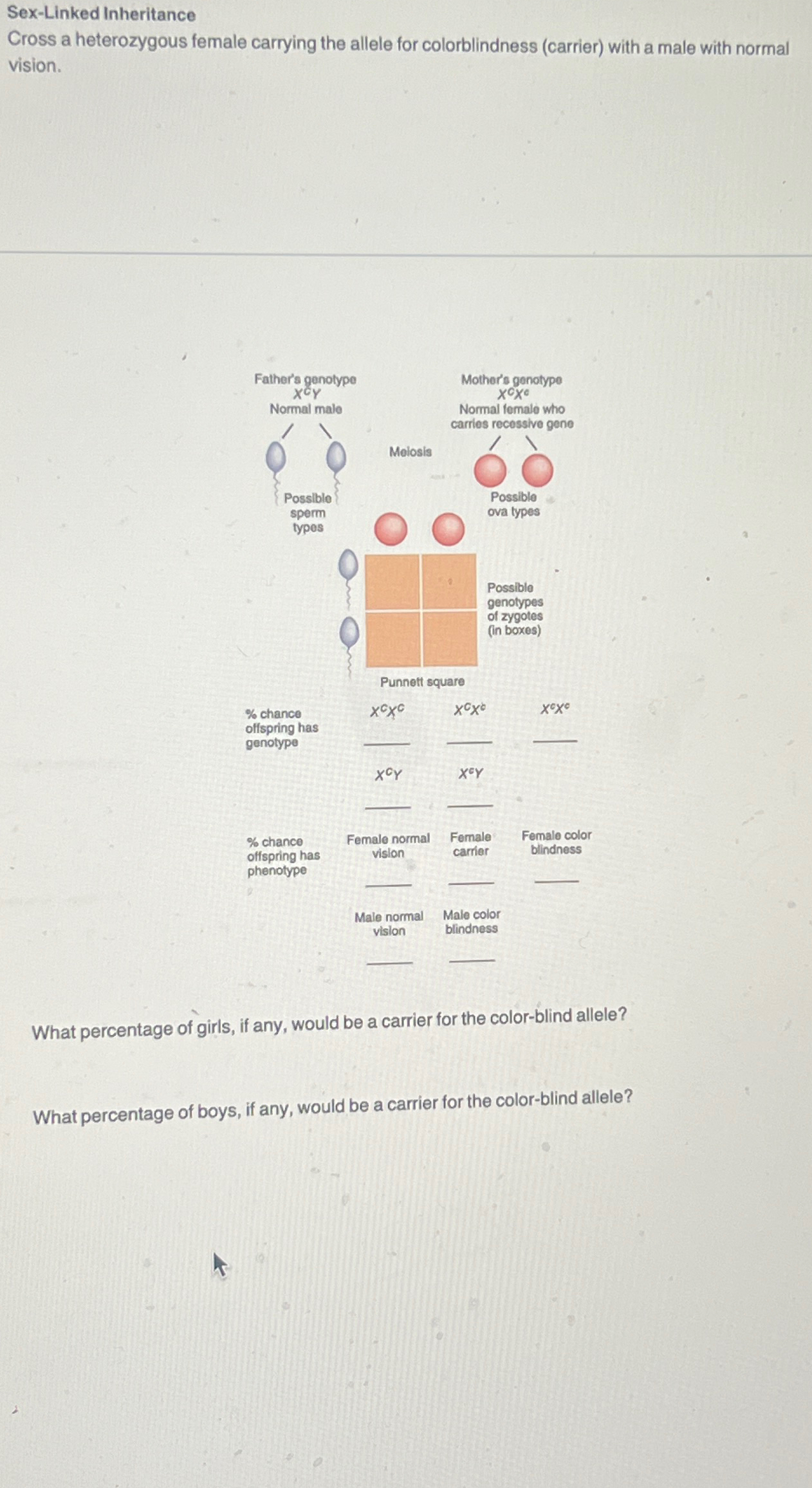 Help answerrrrr Sex-Linked InheritanceCross a | Chegg.com