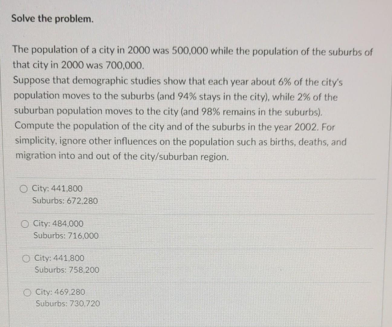 Solved Solve The Problem. The Population Of A City In 2000 | Chegg.com