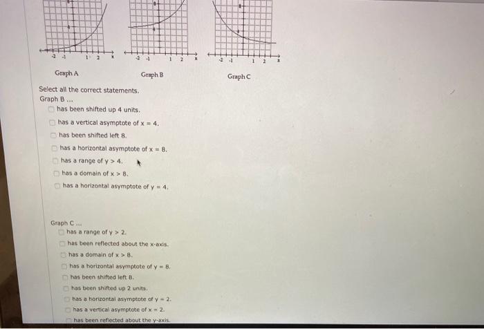 Solved 1 2 1 2 Graph A Graph B Graph Select all the correct | Chegg.com