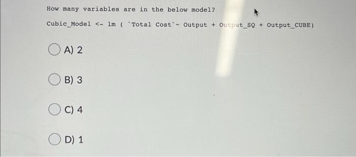 Solved How many variables are in the below model? | Chegg.com