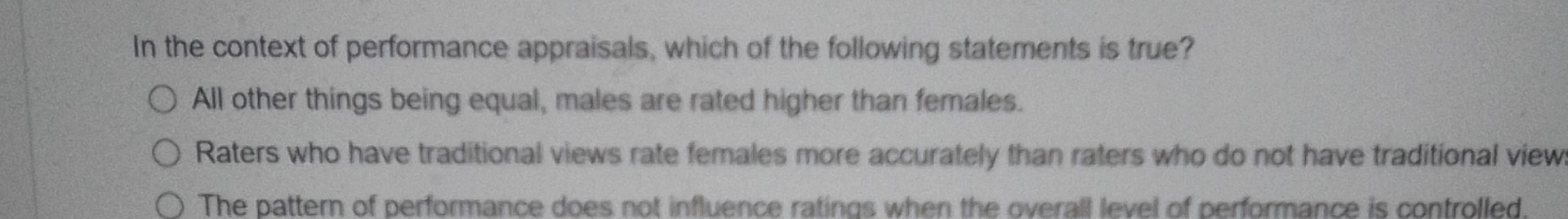 Solved In the context of performance appraisals, which of | Chegg.com