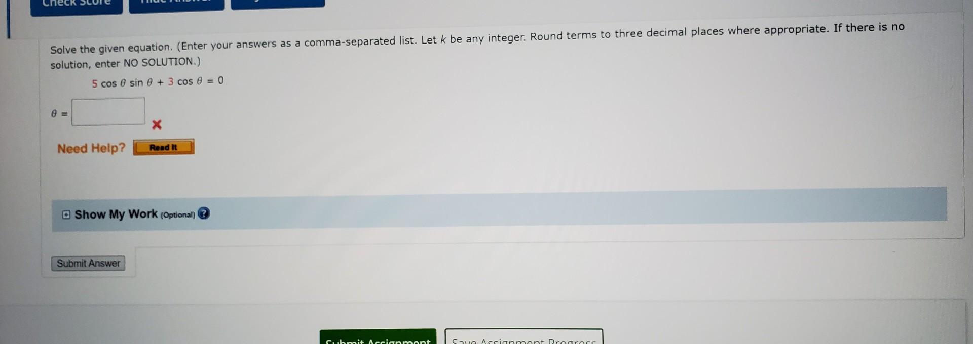 Solved Solve the given equation. (Enter your answers as a | Chegg.com