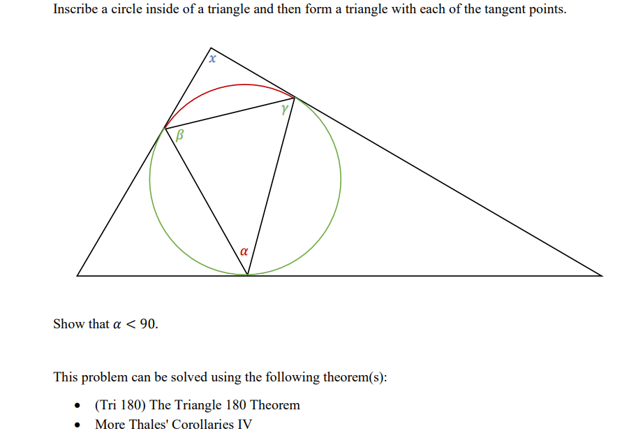 Solved Inscribe A Circle Inside Of A Triangle And Then Form