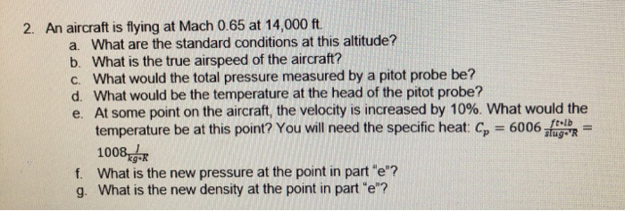 Solved 2. An aircraft is flying at Mach 0.65 at 14,000 ft. | Chegg.com