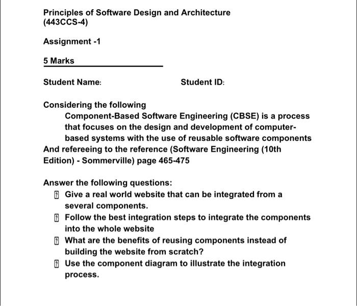 Solved Principles of Software Design and Architecture | Chegg.com
