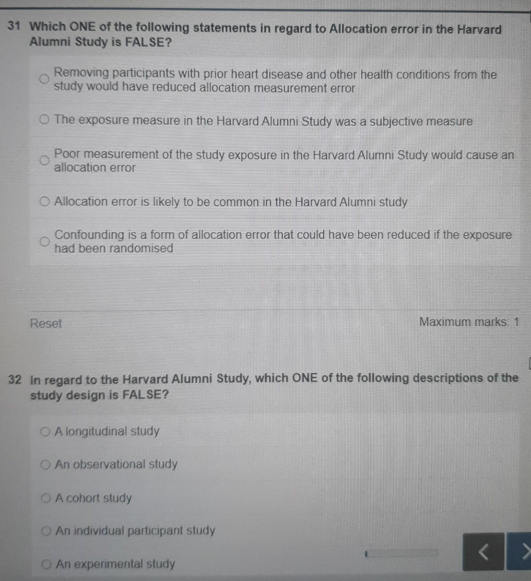 Solved Questions 31-37 relate to the Harvard Alumni Study | Chegg.com