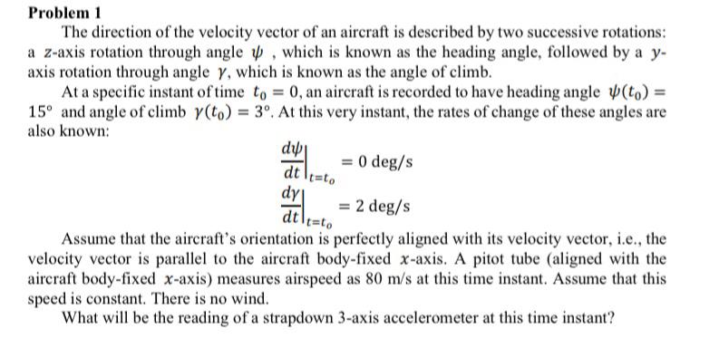Solved Problem 1The direction of the velocity vector of an | Chegg.com