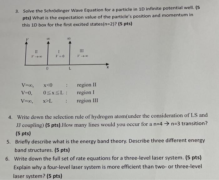 Solved 3. Solve the Schrödinger Wave Equation for a particle | Chegg.com