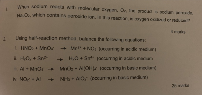 Is Na2o2 A Peroxide