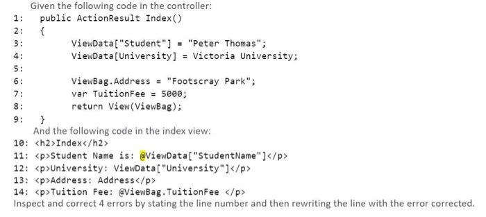 Solved 1: 2: 3: 4: 5: 6: 7: 8: Given the following code in | Chegg.com