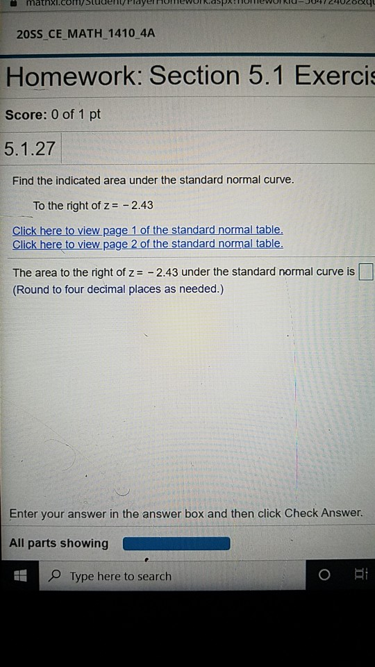 Solved 20SS_CE_MATH_1410_4A Homework: Section 5.1 Exerc | Chegg.com