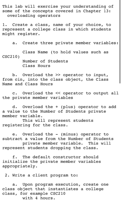 Solved 4. Lab Exercise – Overloading Part 1 1. Change the