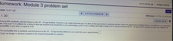 Solved Homework: Module 3 problem set Alishia Whitey & | Chegg.com