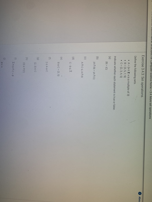 Solved al s of Computer Science home > 3.4. More set | Chegg.com