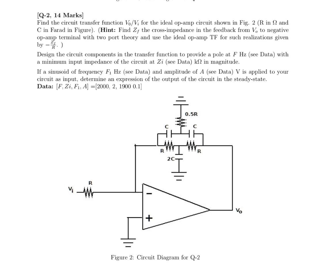 Solved [Q-2, 14 Marks) Find the circuit transfer function | Chegg.com