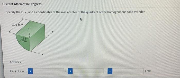 Solved Specify the x−y-, and z-coordinates of the mass | Chegg.com