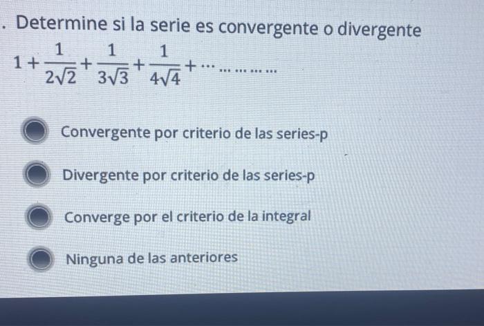 Determine si la serie es convergente o divergente \[ 1+\frac{1}{2 \sqrt{2}}+\frac{1}{3 \sqrt{3}}+\frac{1}{4 \sqrt{4}}+\cdots