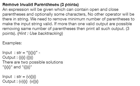 Solved Remove Invalid Parentheses (3 ﻿points)An expression | Chegg.com