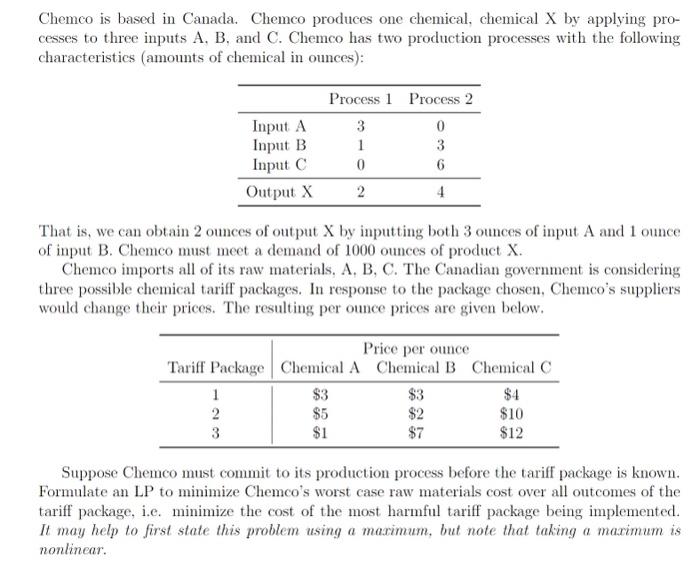 Solved Chemco is based in Canada. Chemco produces one