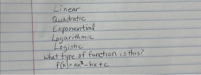 Solved Linear Quadratic Exponential Logarithmic Logistic | Chegg.com