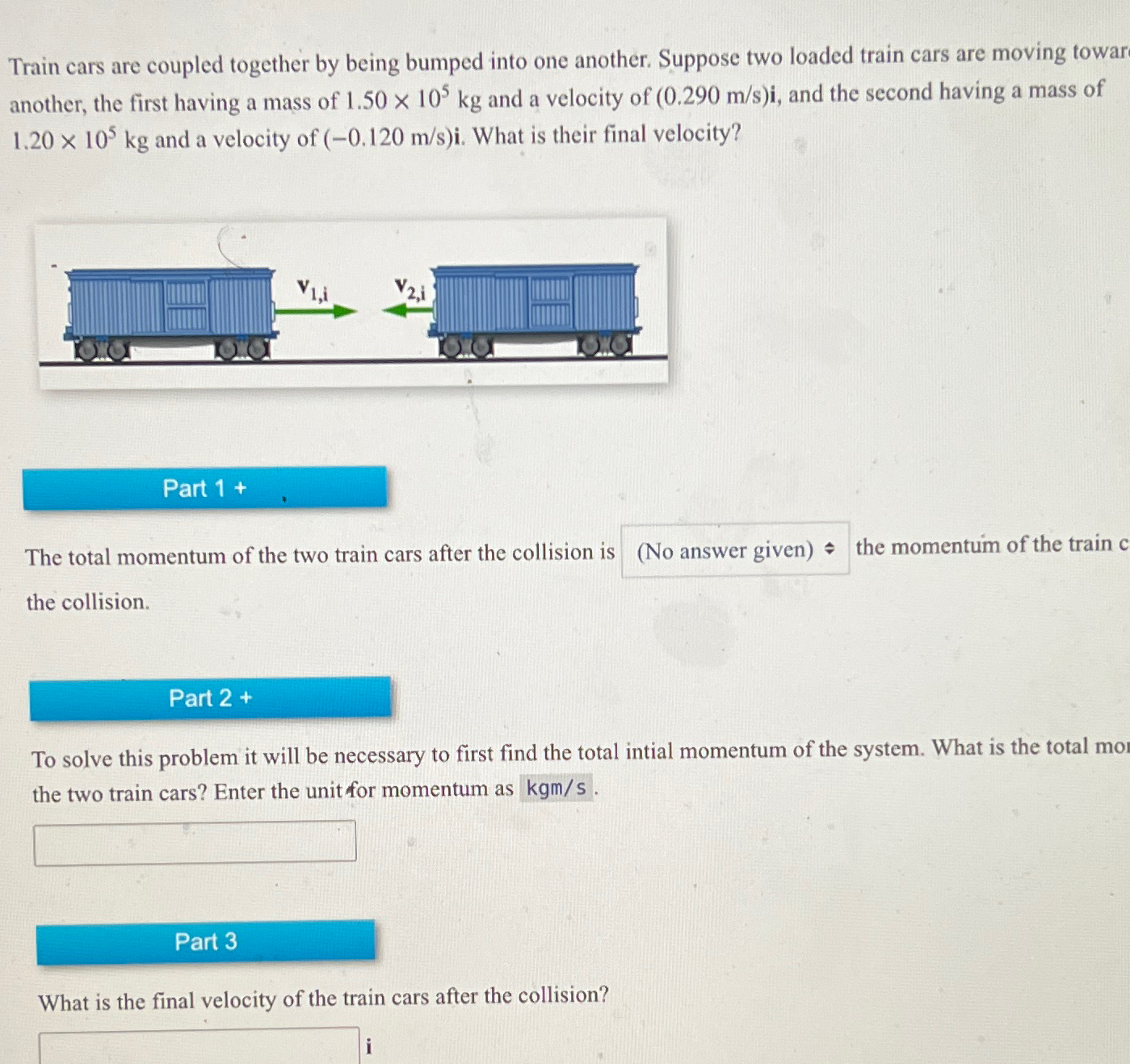 Solved Train cars are coupled together by being bumped into | Chegg.com