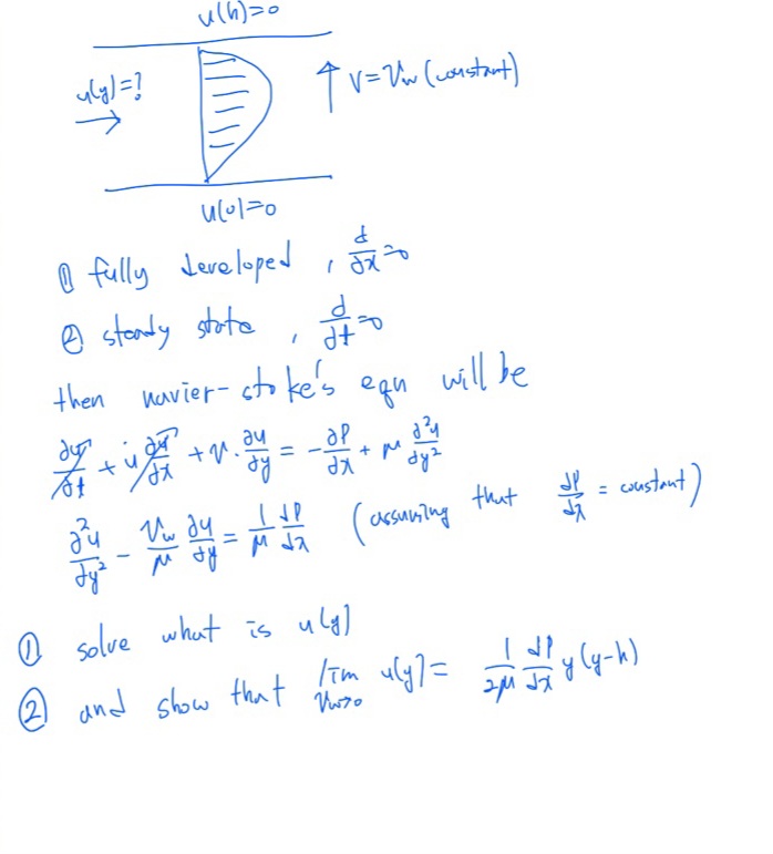 pls remind dp/dx = ﻿constant ( ﻿not zero) ﻿and v=v_w( | Chegg.com