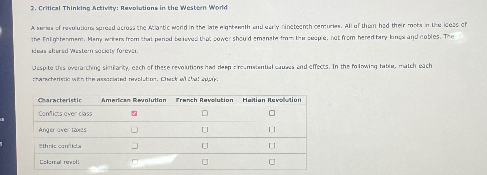 critical thinking questions about revolutions