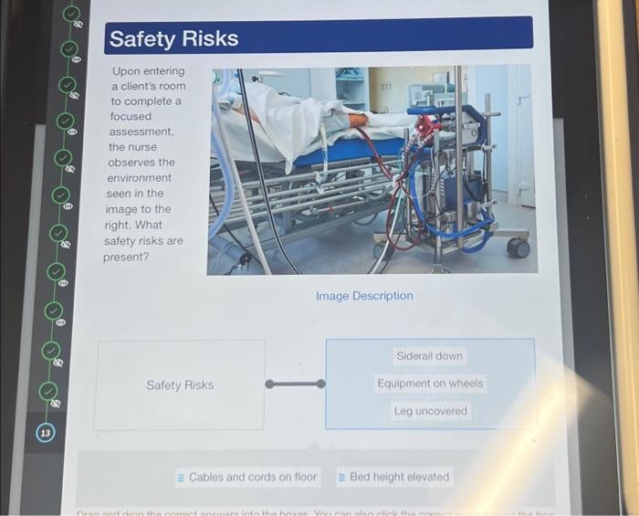 Solved 13 Safety Risks Upon entering a client's room to | Chegg.com