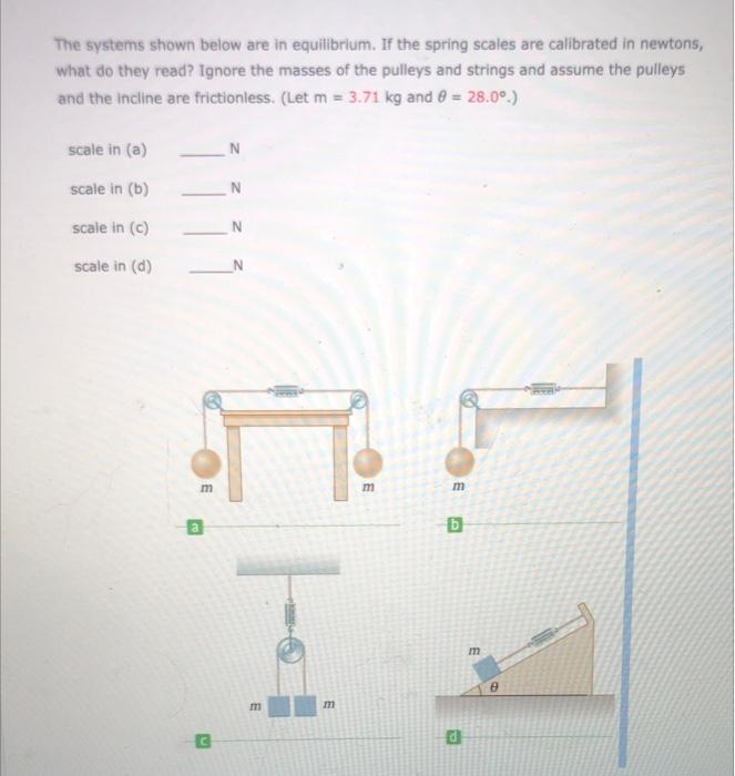 Solved The systems shown below are in equilibrium. If the